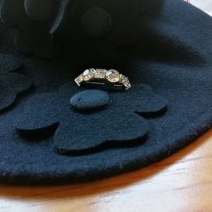 Vintage 5 Stone Crescent Moon Rhinestone Brooche